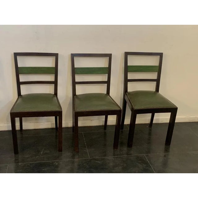 Wood Art Deco Dining Chairs in Rosewood-Stained Beech and Green Maple, 1930s, Set of 4 For Sale - Image 7 of 12