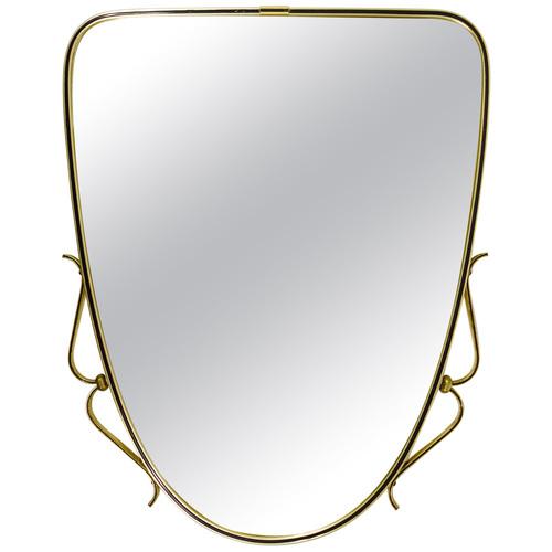Mid-Century Modern Brass & Black Wall Mirror, Italy, 1950s For Sale - Image 16 of 16