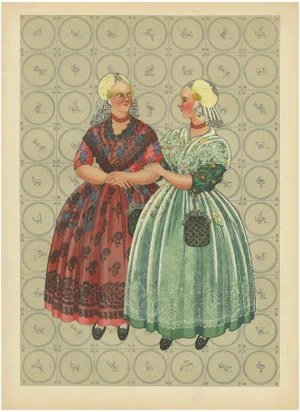 Friesland Gala Dress with Gold Caps and Coral, 1932, Paper