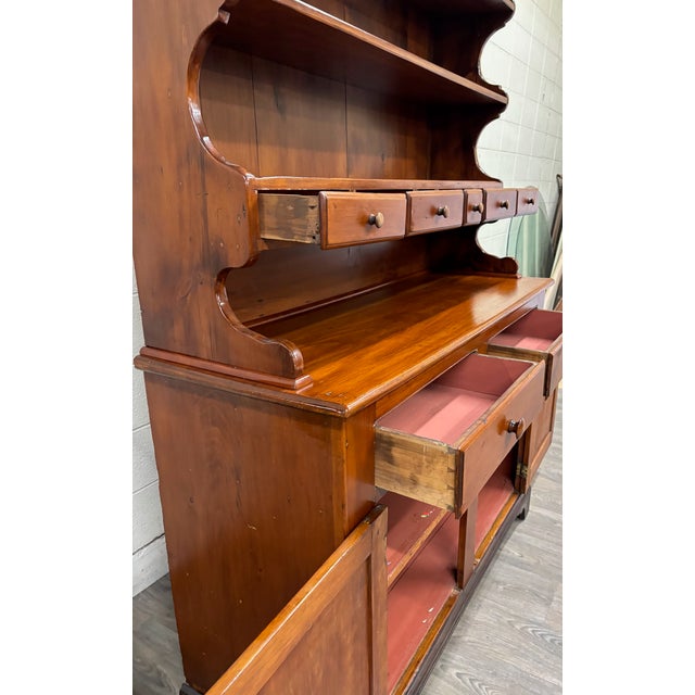 Antique American Country Stepback Hutch Welsh Cupboard For Sale - Image 11 of 12