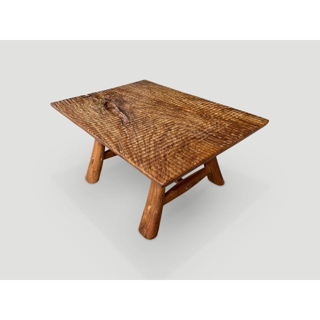 Andrianna Shamaris Minimalist Hand Carved Teak Wood Side Table or Coffee Table For Sale - Image 10 of 18