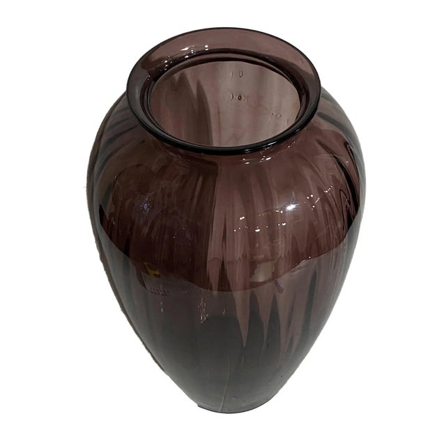 Rustic European Vintage Amethyst Color European Art Glass Vase For Sale - Image 3 of 5