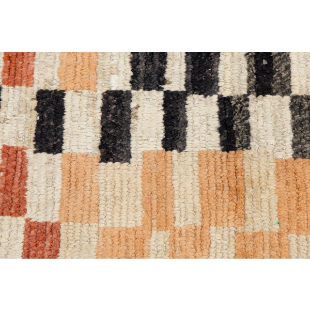 Modern Handmade Moroccan Style Wool Rug - Earthy Terracotta & Charcoal Geometric For Sale In New York - Image 6 of 12
