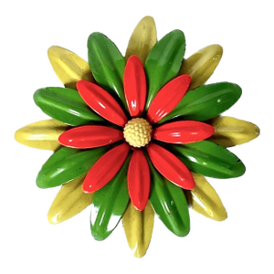 Vintage Multicolor Tole Enamel Daisy Brooch Pin