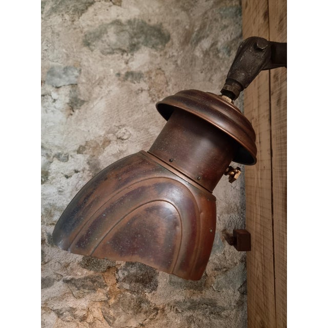 Art Deco Copper Wall Lamp with Prismatic Glass Reflector, 1920s For Sale - Image 11 of 18
