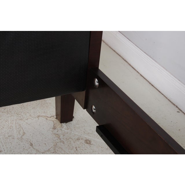 Baker Leather Mahogany Mid Century Modern King Size Bed For Sale - Image 13 of 16