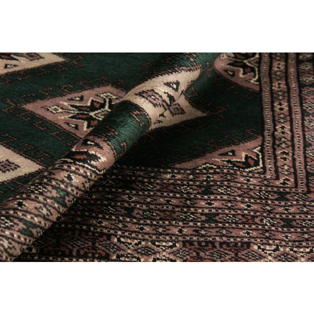 Green Tribal Bokhara Green/Taupe Hand Knotted Wool Rug For Sale - Image 8 of 9