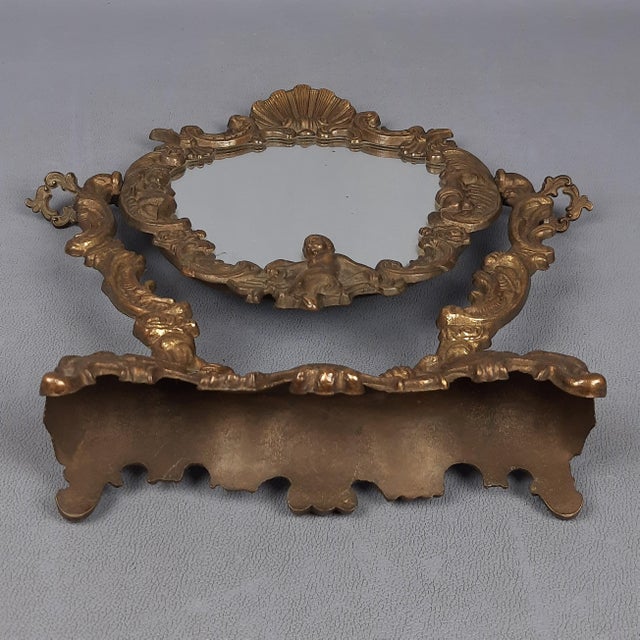 Metal Victorian Style Tilting Brass Table Mirror, 1960 For Sale - Image 7 of 11