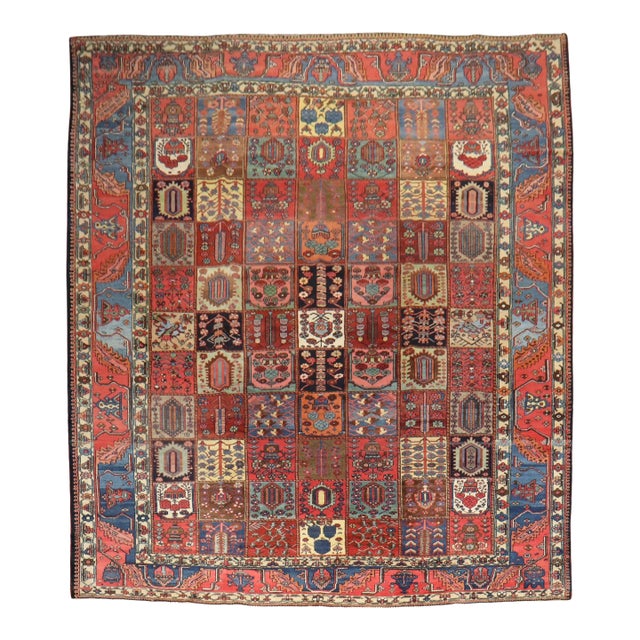 Early 20th Century Zabihi Collection Persian Bakhtiari Garden Box Rug - 10'8" x 13'6" For Sale