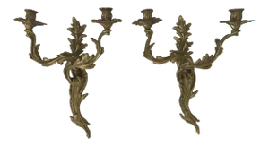 Louis XV Style Glo-Mar Artworks Brass Sconces Candle Holders