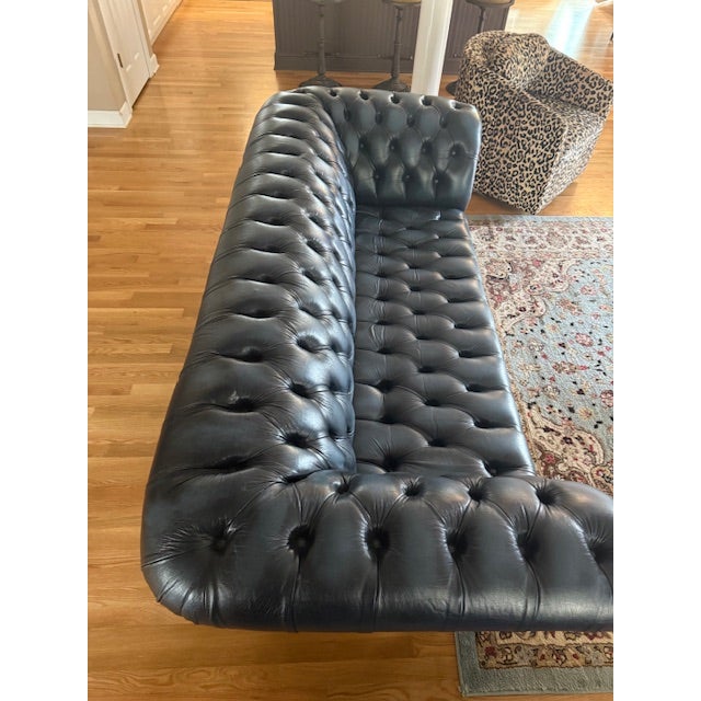 Mid 20th Century Mid 20th Century English Leather "Chesterfield" Sofa For Sale - Image 5 of 6