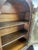 Antique Secretary Desk, Brass Backed Screen Glass Door, Burl Wood Inlay, Two Shelves For Sale - Image 4 of 12