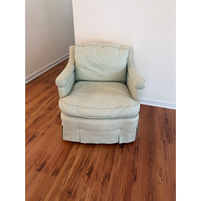 Coastal Vintage Club Chair With Feather Down Cushions For Sale - Image 3 of 12