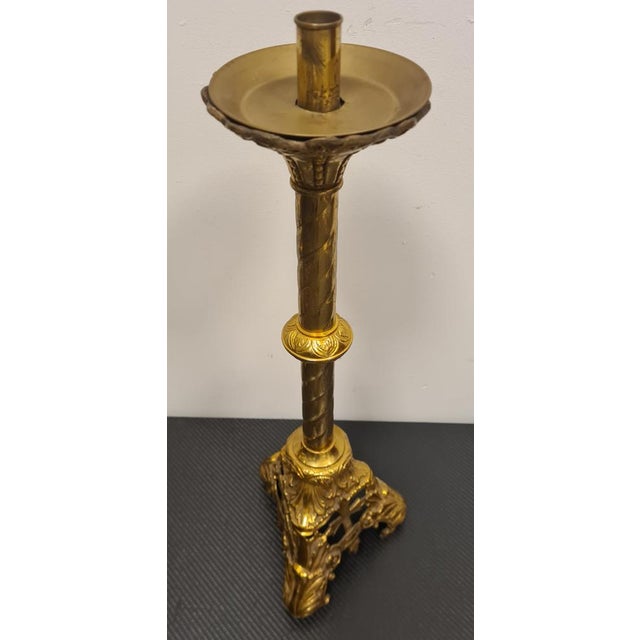 Gold Brass Candlesticks, Set of 2 For Sale - Image 8 of 16