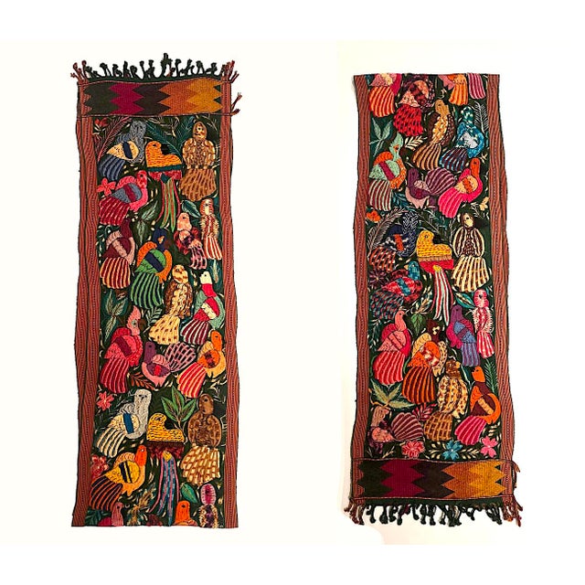 Textile Vintage Hand Embroidered Mexican Textile Wall Hanging For Sale - Image 7 of 13