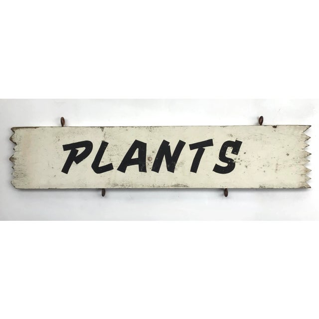 Vintage Black and White Wood Plants Sign For Sale - Image 4 of 6