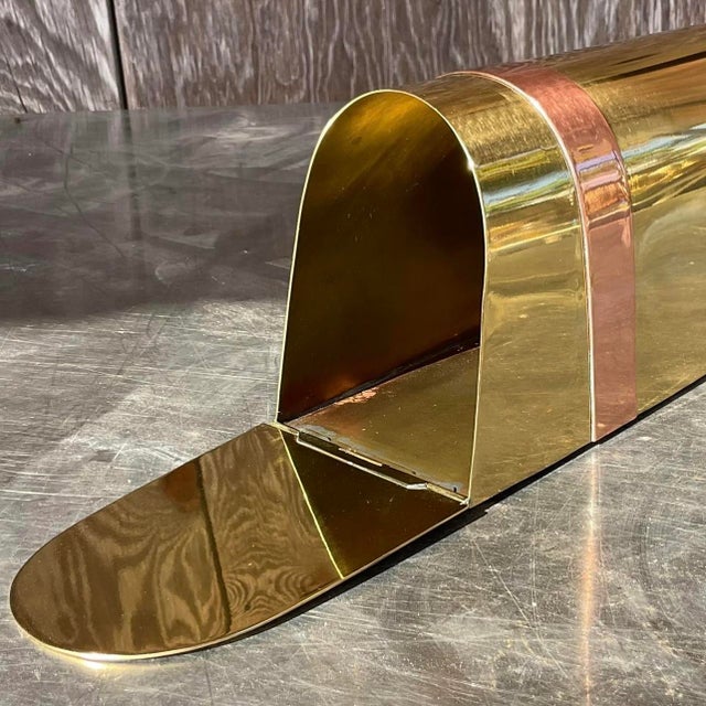 Vintage Coastal Tagged Spanish Sarreid Brass and Copper Mailbox For Sale - Image 11 of 13
