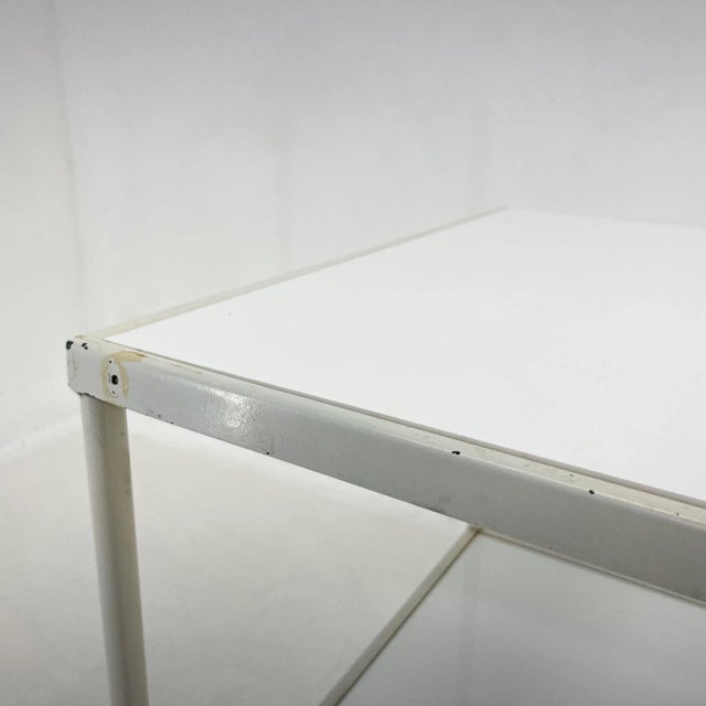 Metal Trolley on Wheels with Opaxite Glass, 1950s For Sale - Image 7 of 11