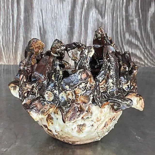 Vintage Boho Slab Built Studio Pottery Vase For Sale In West Palm - Image 6 of 8