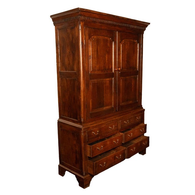 Antique 18thC Georgian Oak Welsh Livery Housekeepers Press Cupboard Cabinet 1740 For Sale - Image 10 of 12