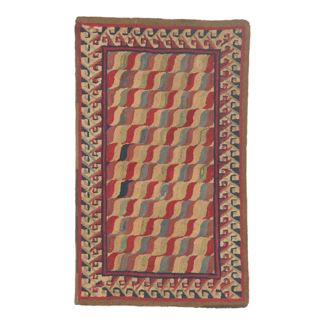 Late 19th Century American Hooked Rug, 02'07 X 04'03 For Sale
