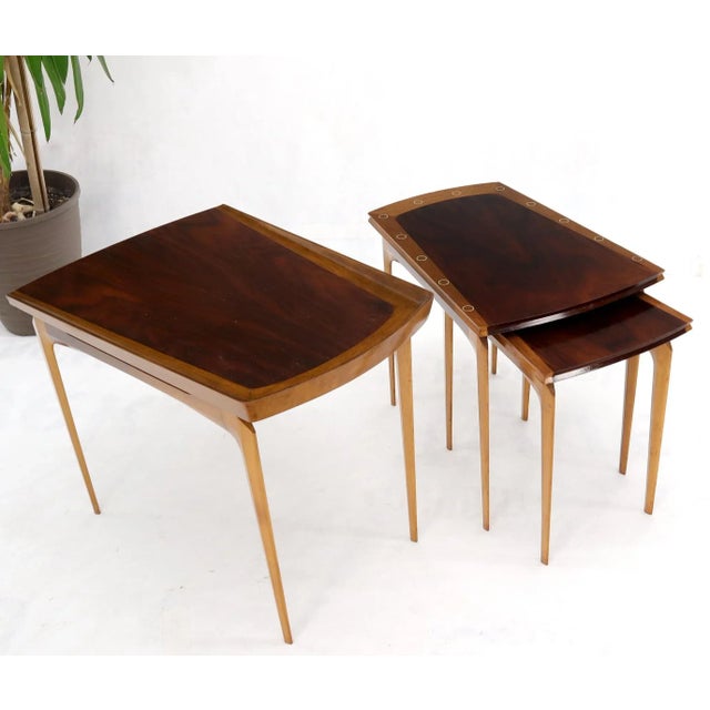 Brown Rare Set of Three Nesting Table in Rosewood & Birch by Erno Fabry For Sale - Image 8 of 13