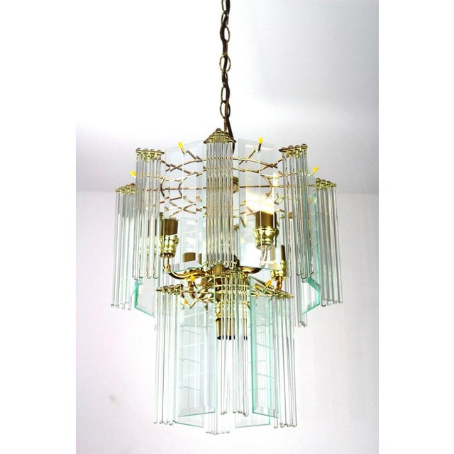 Orion Chandelier with Glass Hangings, Rods and Cut Glass Panels, 1960s For Sale - Image 4 of 16