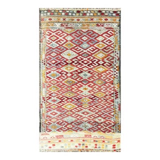 Mid 20th Century Vintage Handmade Moroccan Flat Weave/Kilim,#17420, 4'9" X 8'1" For Sale