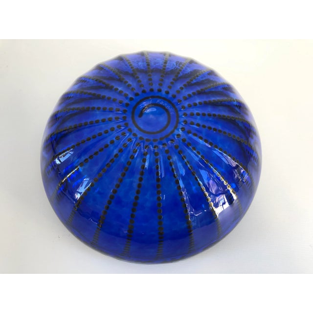 1980s 1980s Cobalt Art Glass Centerpiece Bowl by Ian Forbes, Signed For Sale - Image 5 of 8