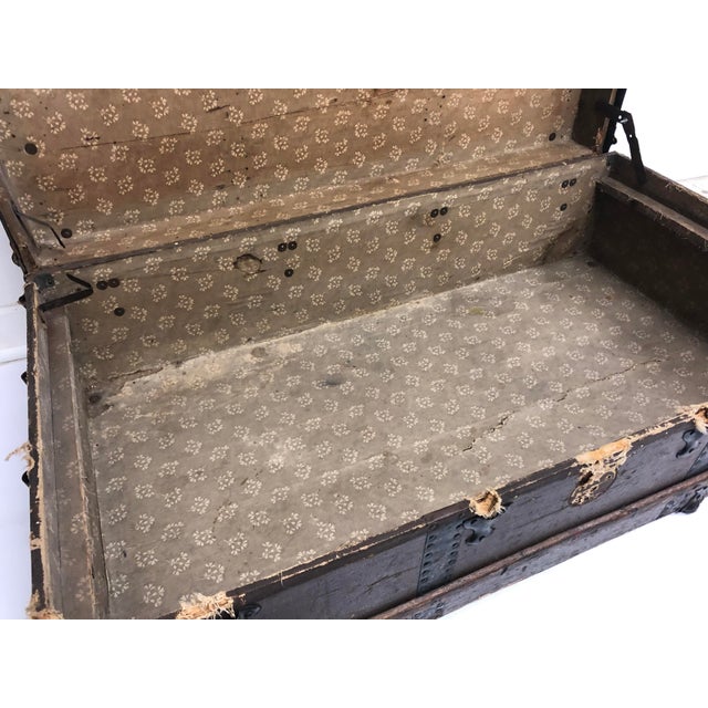 Vintage Industrial Wood Metal Steamer Trunk Chest Chairish
