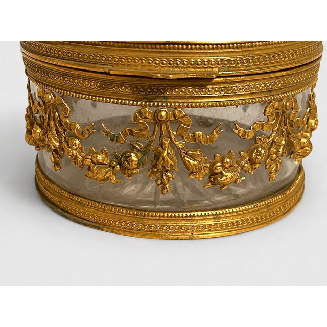 19th C Jean Derval French Gilt Bronze Crystal Box - 1 Pc For Sale - Image 4 of 14