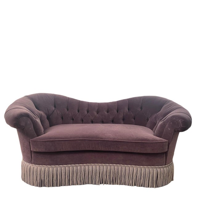 Mauve Custom-Made Victorian Loveseat by Baker Furniture For Sale - Image 8 of 8