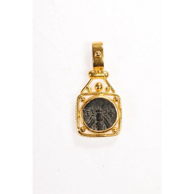 Metal 4th Century Greek Bronze Coin W 22 Karat Gold Setting For Sale - Image 7 of 12