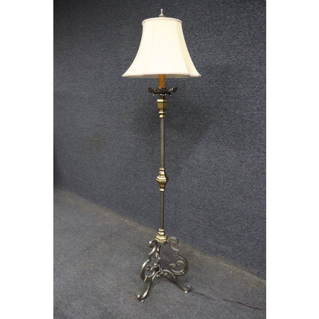 Late 20th Century Directoire Style Stainless & Brass Floor Lamp For Sale - Image 4 of 16