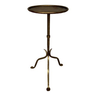 Spanish Gilt Iron Drinks Table With Pointed Stem and Tripod Base, 1950s For Sale