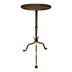 Spanish Gilt Iron Drinks Table With Pointed Stem and Tripod Base, 1950s