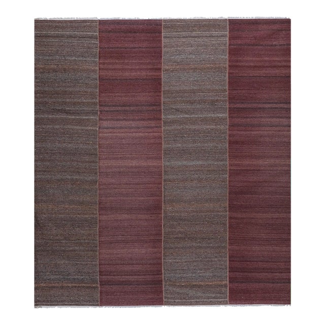 Striped Turkish Kilim Rug 9'5'' X 10'2'' For Sale