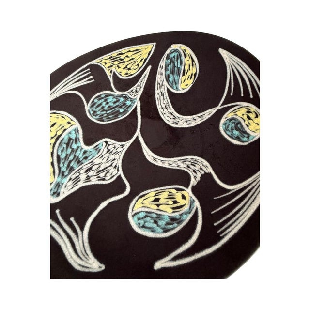 Mid-Century Modern Mid-Century Danish Stoneware Holm Sørensen for Søholm Burgundia Footed Bowl For Sale - Image 3 of 5