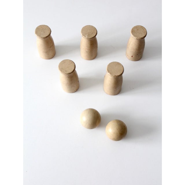 Coffee Vintage Wooden Milk Bottle Bowling Game Set For Sale - Image 8 of 8