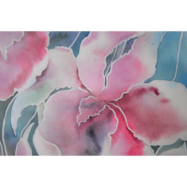 Late 20th Century Original Modernist Floral Abstract Painting Signed For Sale - Image 4 of 6