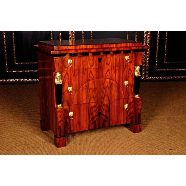 Traditional 20th Century Empire Caryatide Tulip Veneer Commode For Sale - Image 3 of 9
