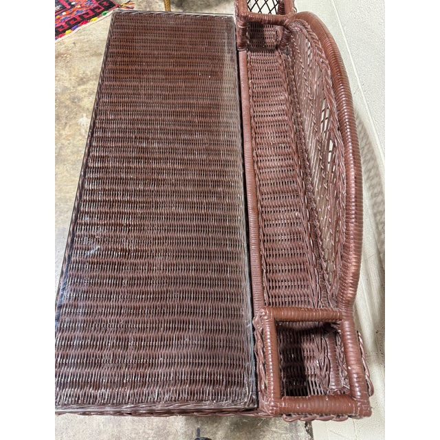 Vintage Boho Coastal Painted Wicker Bar Desk For Sale In Richmond - Image 6 of 10