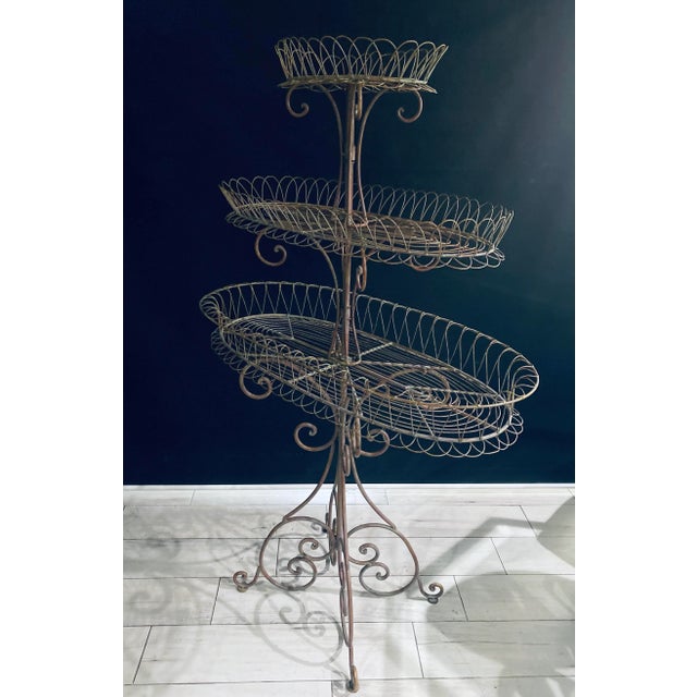 Late 20th Century Vintage French Iron Flowers Jardinière Stand For Sale - Image 4 of 10