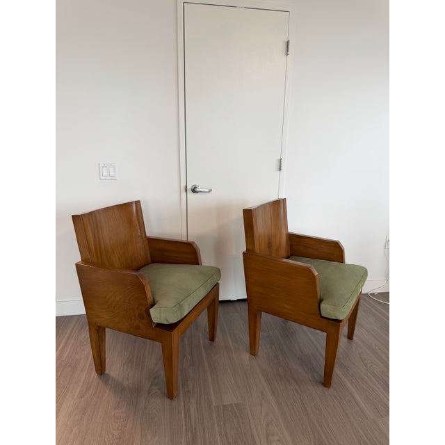 Mimi London Custom Dining Chairs, Set of Six, Solid Wood, Green Suede Seats For Sale - Image 12 of 13