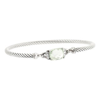 David Yurman Sterling Silver, Prasiolite, & Diamond 3mm Wheaton Bracelet For Sale