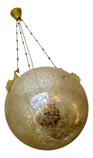 Frosted Glass and Brass Pendant Lamp from Doria Leuchten, 1970s