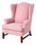 Vintage Thomasville Pink Wingback Chair With Upholstered Ottoman For Sale