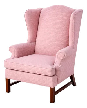 Vintage Thomasville Pink Wingback Chair With Upholstered Ottoman