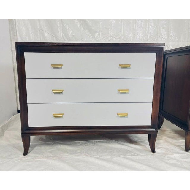 Pair of 3 Drawer Bachelor Chests With Brass Hardware by Century Furniture For Sale - Image 12 of 18
