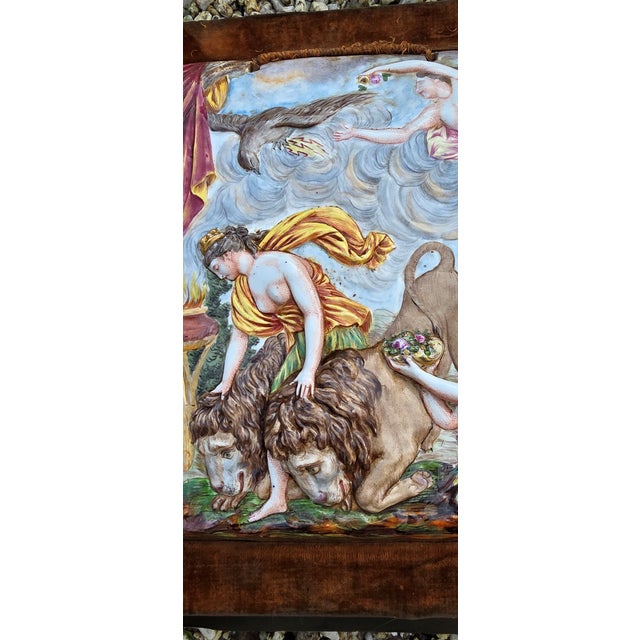 Large Porcelain Plaque in Bas-Relief with Polychrome Enamel Decoration from Capodimonte, Early 19th Century For Sale - Image 3 of 11